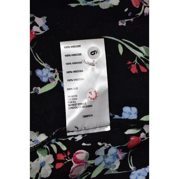 A6 NEW MAEVE BY ANTHROPOLOGIE Black Floral Print Aveiro Flutter Sleeve Top Sz M - Picture 7 of 7